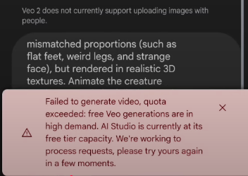 Failed to generate video problem in veo2.