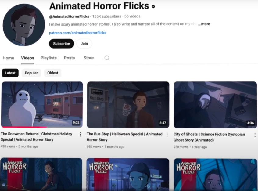 Animated horror Flicks Youtube channel