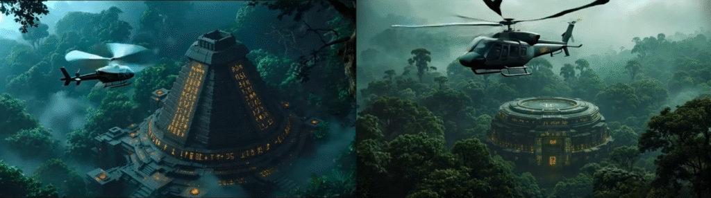 two animated video clips from the same image prompt