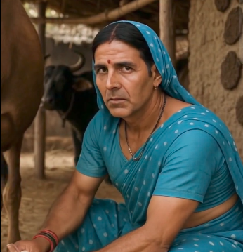 Akshay Kumar milking a cow