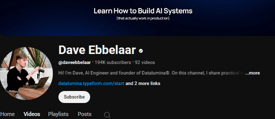 Dave Ebbelaar's youtube channel