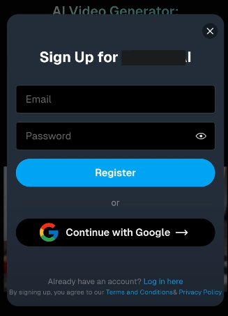 Signup form screenshot Google VEO 3