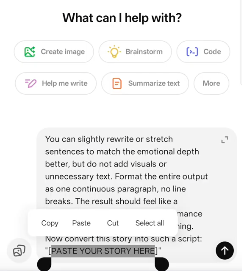 Script Editing and Adding Emotions in ChatGPT