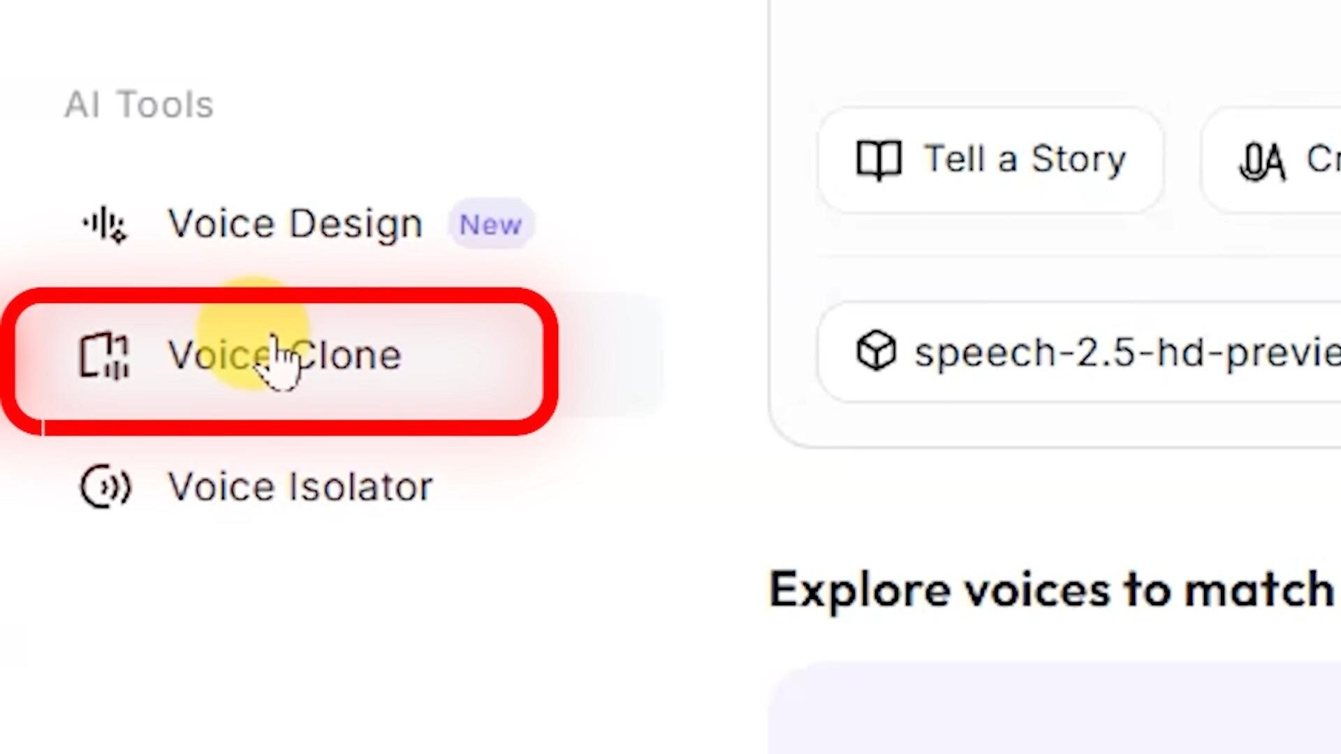 Mini Max Audio Navigate to Voice Clone:
